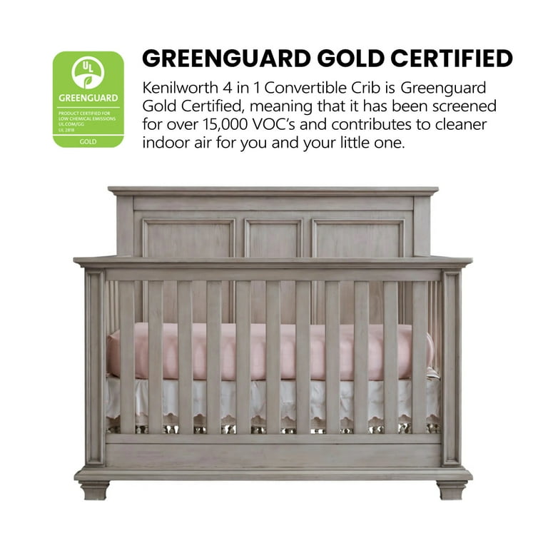 Oxford Baby Kenilworth 4 in 1 Convertible Crib Stone Wash GREENGUARD Gold Certified Wooden Crib Walmart