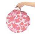 thumbnail image 2 of Floral Round Floor Cushion with Handle, Botanical Theme Illustration Along Rose Garden Motif Natural Leaves and Flowers, Pillow for Living Room & Dorms, 18" Round, Pink and Coral, by Ambesonne, 2 of 4