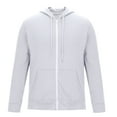 thumbnail image 3 of Men's Zip Up Hoodie Stylish Solid Color Fleece Hooded Cardigan Loose Casual Sports Zipper Hoodie Coat White XXL, 3 of 5