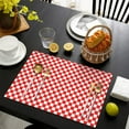 thumbnail image 4 of Red White Checkerboard Checkered Pattern Summer Placemats Table Placemats Set Of 4-Linen Kitchen Washable Placemats Table Mats 11.8"x17.7" Non-Slip Heat Resistant, 4 of 6