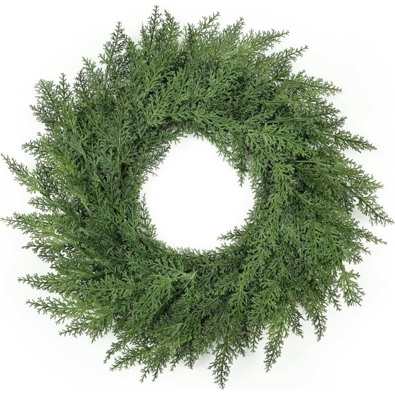 13.78 inch Lush Artificial Christmas Wreaths for Front Door Christmas Decorations Real Touch Faux Cedar Wreath Winter Wreath Large Wreaths for Windows Outdoor Indoor Walls Home Xmas Holiday Decor