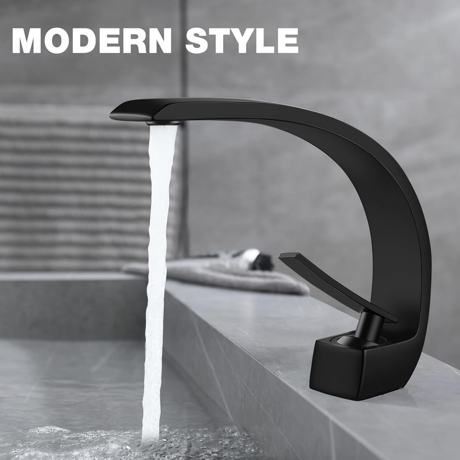Bathroom Faucet Brushed Nickel Modern Waterfall Bathroom Sink Faucet with Single Handle, Hot and Cold