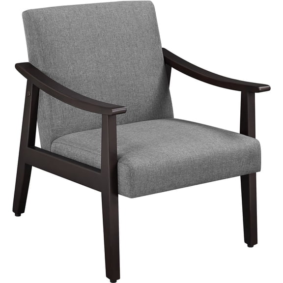 Yaheetech Modern Fabric Accent Armchair with Rubber Wood Legs, Dark Gray