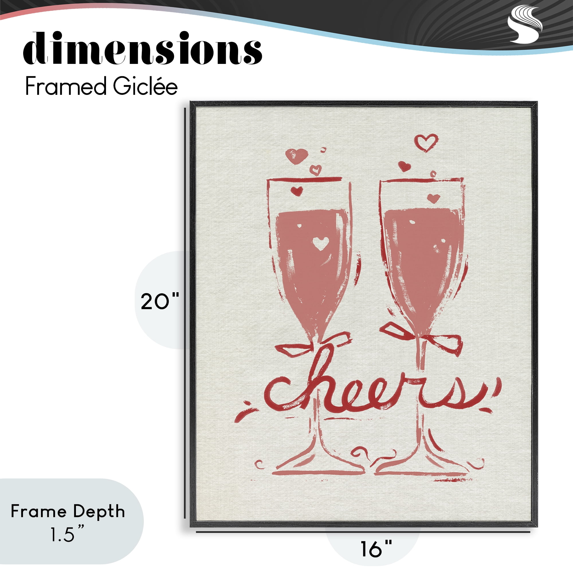 Stupell Industries Romantic Cheers To Love Black Framed Giclee Art, design by June Erica Vess