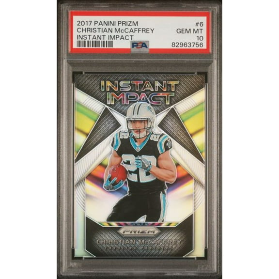 Graded 2017 Panini Prizm Christian McCaffrey #6 Instant Impact Rookie RC Football Card PSA 10 Gem Mint