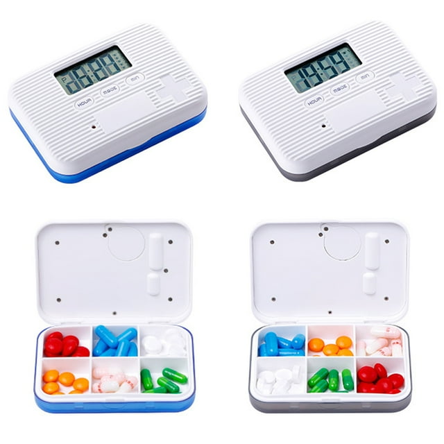 Distributeur de Pilules avec Alarme, Organisateur Électronique de Pilules avec Affichage LCD, 6 Compartiments, Rappel Numérique de Pilules, Portable Extérieur