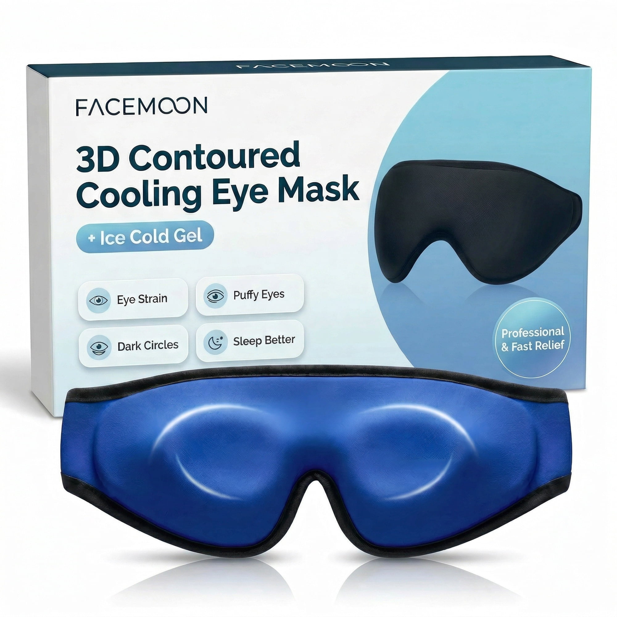 Ice Eye Mask: Gel Cold Compress for Puffy Eyes, Dark Circles, Sinus Pressure & Eye Fatigue Relief, Contoured Reusable Cooling Therapy, Fits All Head Sizes, Daily Eye Care