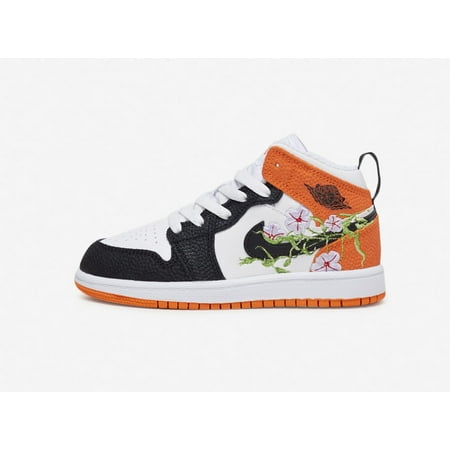 

Little Kid s Jordan 1 Mid SE Basketball Blossom Wht/Blk-Starfish (DQ8393 100) - 11