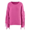 thumbnail image 3 of Vedolay Fall Tops for Women 2023 Long Sleeve Neck Oversized Pullover Knit Sweater,Hot Pink M, 3 of 5