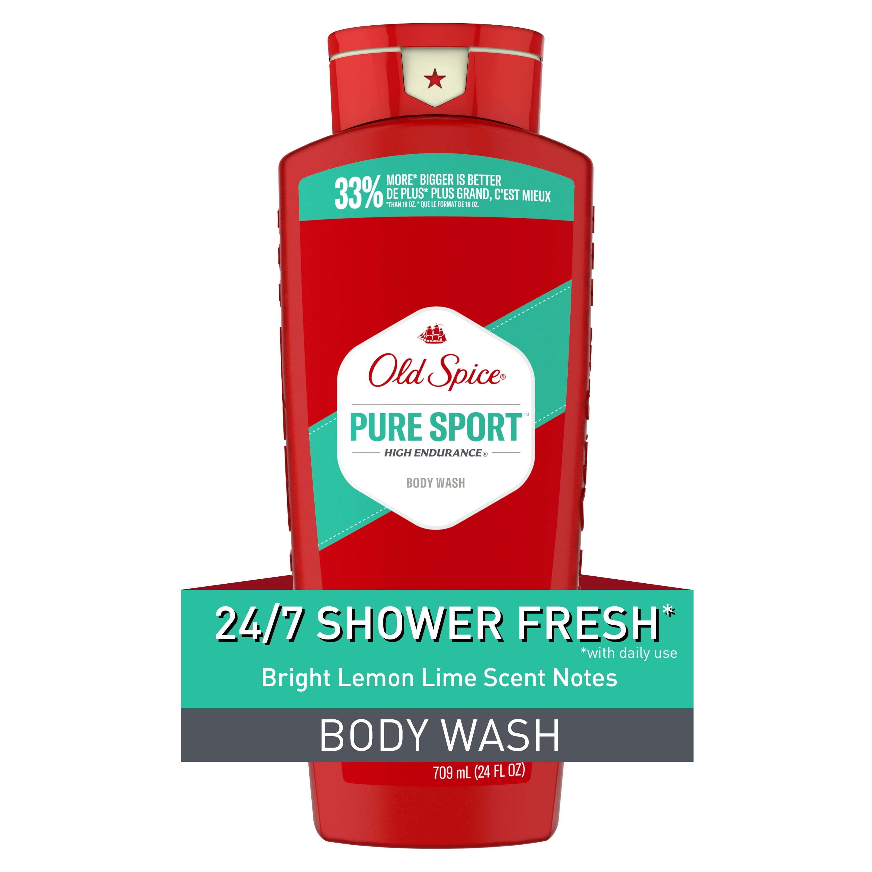(4 pack) Old Spice High Endurance Men's Body Wash, Pure Sport Scent, 24 fl oz