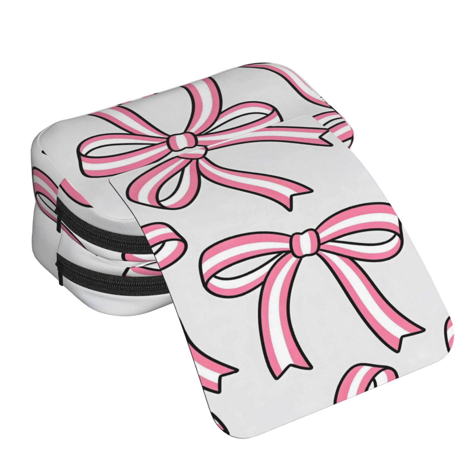 Large-Capacity Flip-Top Double-Layer Pencil Case, Multi-Functional Pocket Pen Case, Durable Stationery Organizer Pink And White Bows