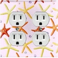 thumbnail image 1 of Metal Light Switch Wall Plate Outlet Cover (Colorful Starfish Bubbles Pink - Double Duplex), 1 of 2