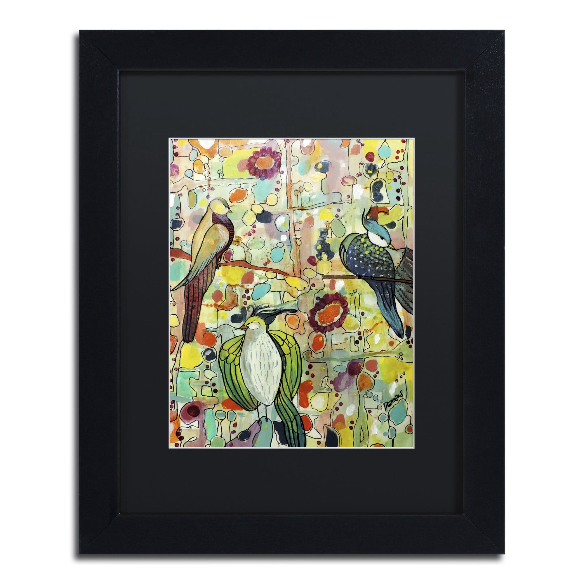 Sylvie Demers 'Assembl茅e' Black Matted Framed Art