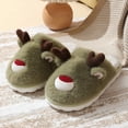 thumbnail image 3 of Zapatillas de algodón para mujer, alce navideño, pantuflas peludas de otoño e invierno, para interior del hogar, antideslizantes, cálidas zapatillas de algodón para niños, 3 of 5