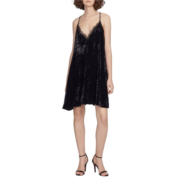French Connection Lorraone Terciopelo A-line Vestido para Mujer, Negro, 6