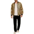 thumbnail image 2 of INSPIRE CHIC Holographic Varsity Jackets for Men's Full Zip Up Party Shiny Metallic Bomber Jackets M Golden, 2 of 6