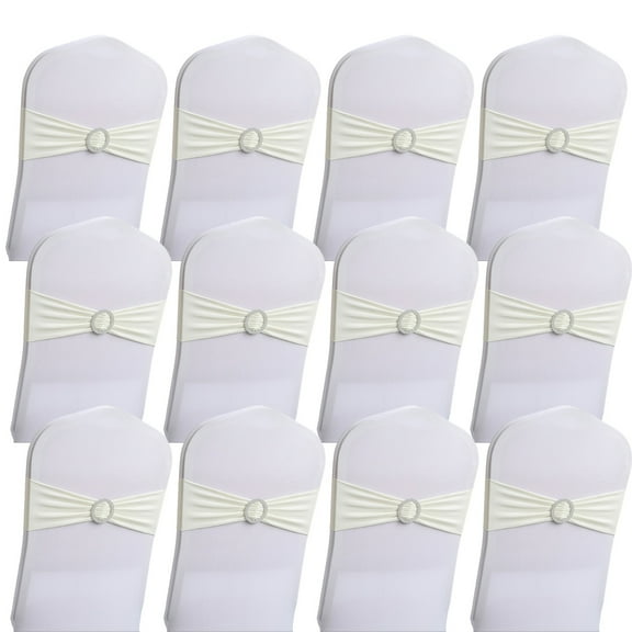 30PCS Chair Sashes Bows Stretch Chair Cover Band with Buckle Slider for Wedding Party Ceremony Reception Banquet Decoration