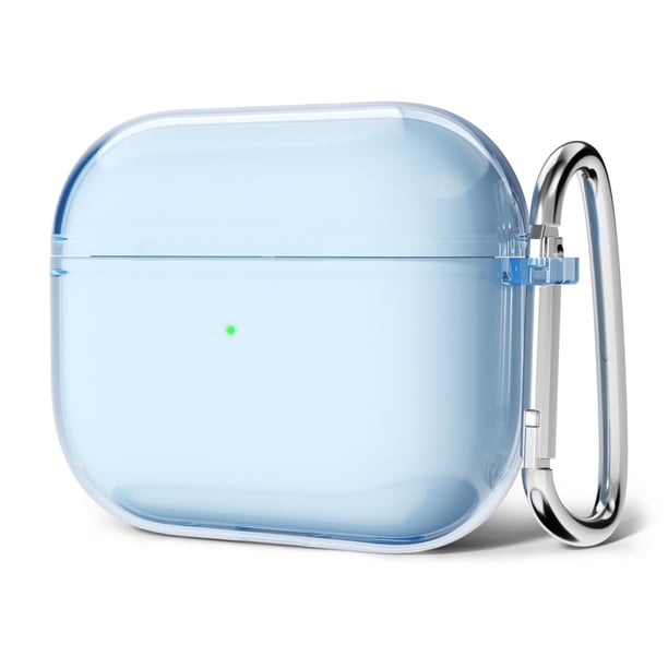 Svanove - Funda para Airpods 4 de plástico duro transparente, transparente, simple y lindo Airpods de 4ª generación con llavero, Girly Y2k estético moderno Airpods accesorios para mujeres y niñas, azu