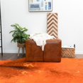 thumbnail image 3 of Kailey Mid-Century Modern Square Genuine Leather 27.5" Ottoman in Tan, 3 of 6