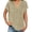 Beige, variant on NinXxx Women's V Neck Short Sleeve Breathable Summer Basic Top Dark Purple XXXXXL