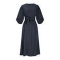 thumbnail image 2 of LIaqionyy Dresses for Women Crew Neck Solid Color High Waist Flowy Formal Party Cocktail Wedding Dress, 2 of 3