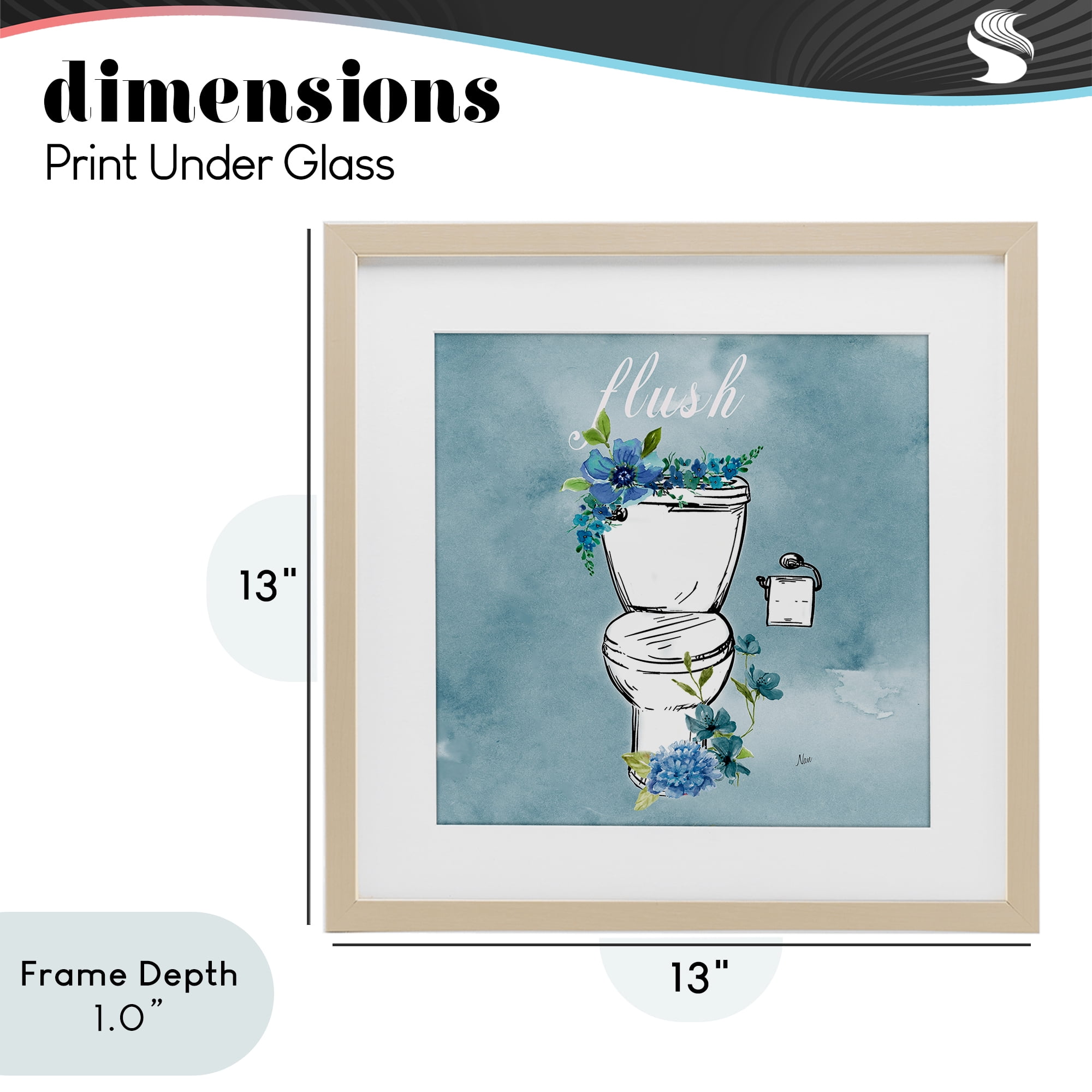 Stupell Industries Floral Bathroom Rules Flush Birch Framed Print Under Glass, design by Nan