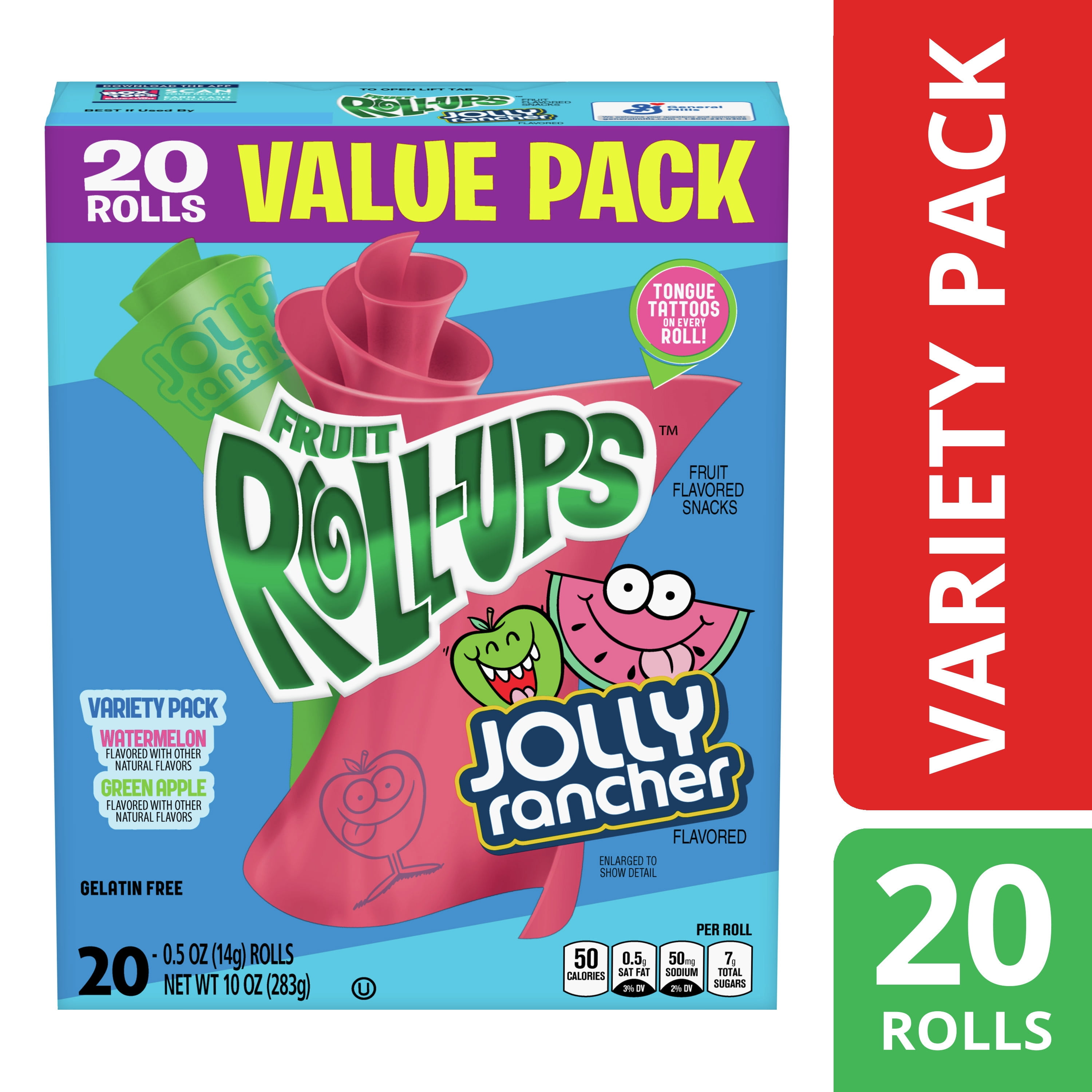 Fruit Roll Ups Fruit Flavored Snacks Jolly Rancher Variety Pack 20 