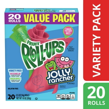 Fruit Roll-Ups Fruit Flavored Snacks, Jolly Rancher, Variety Pack, 20 ct