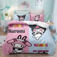 thumbnail image 3 of Sanrio Kuromi Series Funda nórdica Kit de lijado Impresión digital Dibujos animados Anime Linda cama Hogar Juego de tres piezas de dos piezas, 3 of 5