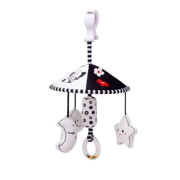 Plumora Baby Mobile Hanging Toy with Cloud Moon Star - Plush Mobile with Music, Crib Toys Hanging, Car Seat & Stroller Toy, Cute Plushies for Nursery, Visual Stimulation, Safe.
