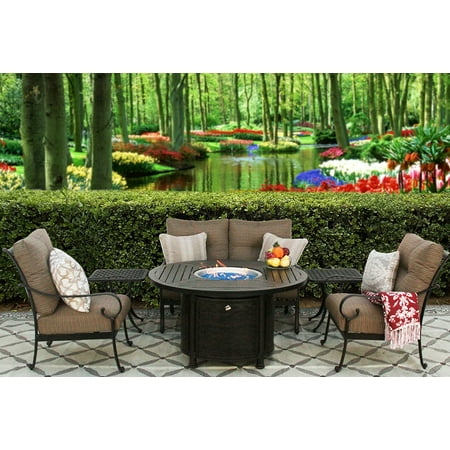 Patio 6pc Set Loveseat 2 Club Chairs End Table 50 Inch Round Fire Patio 6pc Set Loveseat 2 Club Chairs End Table 50 Inch Round Fire Com