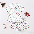 thumbnail image 4 of Vetsdori Womens Heart Print PJS 2 Pieces Sleepwear Homewear Casual Short Sleeve Loungewear Button up,Summer Shorts & Top Pajamas Set for Women Holiday, 4 of 5
