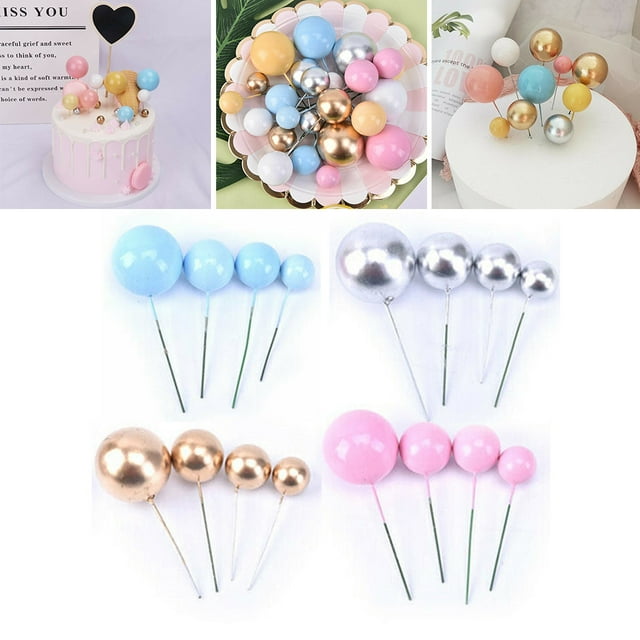 20Pcs Balls Cake Topper DIY Cake Insert Toppers Ball Cake Picks Cupcake Topper for Birthday Party Baby Shower Wedding Cake Decoration