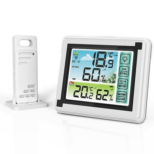 Digital Thermomètre Hygromètre Intérieur Moniteur De Température Ambiante  Humidité Jauge avec Grand Écran Support Tenture Murale