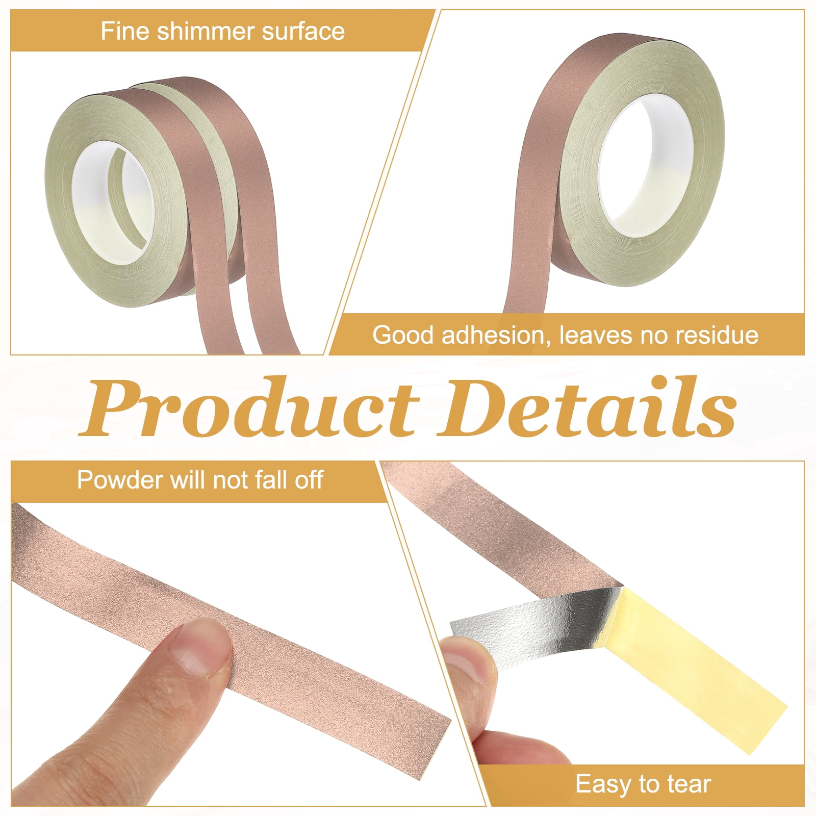 Uxcell Glitters Washi Tape, 1.2 Inch (W) x 55 Yards (L) Sparkling Decorative Washi Tape Self Adhesive for DIY Crafts, Gift Wrapping, Scrapbook, Party Decorations, Rose Gold