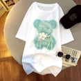 thumbnail image 1 of Camisetas de moda coreana para mujer, camiseta de manga corta de algodón 100%, ropa de diseñador con lentejuelas de oso, Tops de lujo para mujer, S-4XL, 1 of 3
