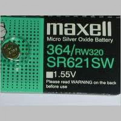 Maxell 364 - SR621 Silver Oxide Button Battery 1.55V - 25 Pack   FREE SHIPPING!