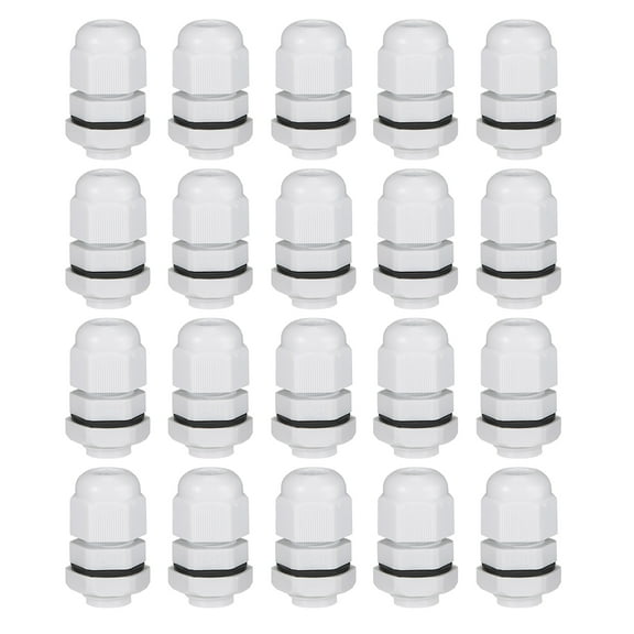 Uxcell M12x1.5 Cable Gland 2mm-5mm Wire Hole Waterproof Nylon Joint Adjustable Locknut with Washer White 20 Pieces