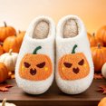 thumbnail image 5 of Halloween Pumpkin Face Slippers For Women Cute House Slippers Soft Warm Fuzzy Indoor Home Shoes, 5 of 6