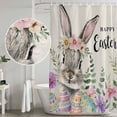 thumbnail image 4 of Bunny Happy Easter Shower Curtain Set with Hooks, Rustic Spring Floral Eggs Waterproof Fabric Bathroom Curtains Decor Home Accessories,72X 96 Inch Extra Long, 4 of 9