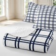 thumbnail image 4 of Manfei Checkered Art Bed Spread Queen,Geometric Plaid Queen Coverlet Set,White Navy,3 Pieces,1 Quilt and 2 Pillowcases, 4 of 7