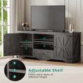 GIKPAL Farmhouse TV Stand for 65 inch TV, Entertainment Center for TVs with Storage Cabinets, Barn Door and Adjustable Shelves for Living Room, Rustic Grey