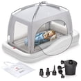 thumbnail image 1 of Cama de viaje para niños pequeños QPAU inflable con tienda de campaña y bomba eléctrica, 1 of 7
