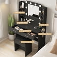 thumbnail image 6 of VEANERWOOD Makeup Vanity Desk Sets with Mirror 3 Lighting Color, Modern Dressing Table Set with 2 Large Drawers, Power Strip, Stool for Women Girls Bedroom, 6 of 7