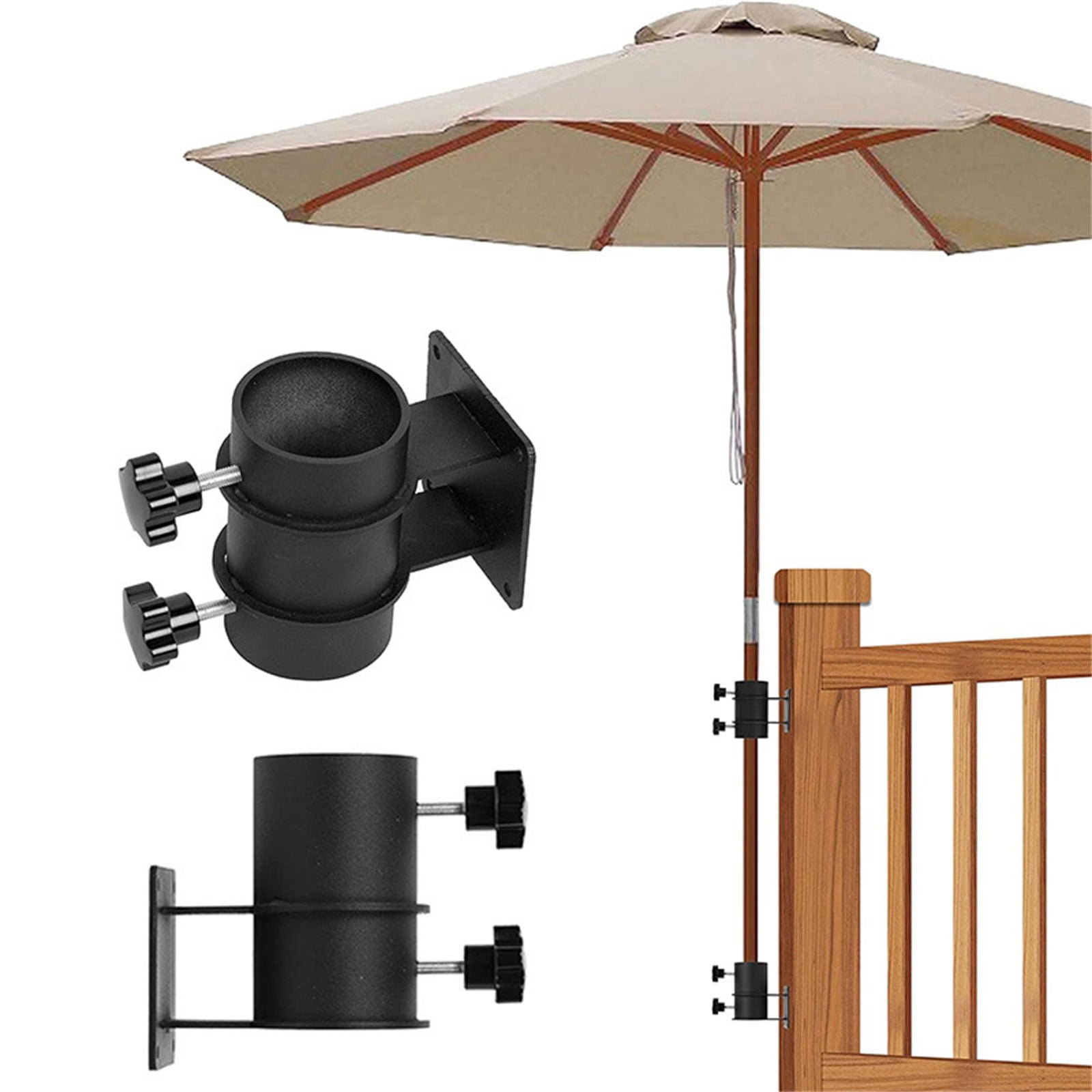 Metal Umbrella Stand Umbrella Deck Mount Fixed Patios Umbrella Holder for Corner Fences Courtyards Fit Diameter 2inch