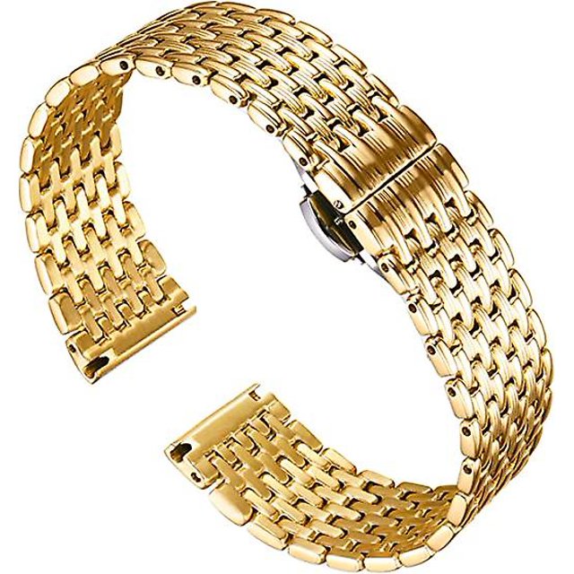 Correa de reloj de acero inoxidable de malla ultrafina de 18 mm Correa de reloj pulida Correa de reloj de repuesto de 12 mm/14 mm/16 mm/18 mm/20 mm/22 mm para mujer con hebilla de mariposa