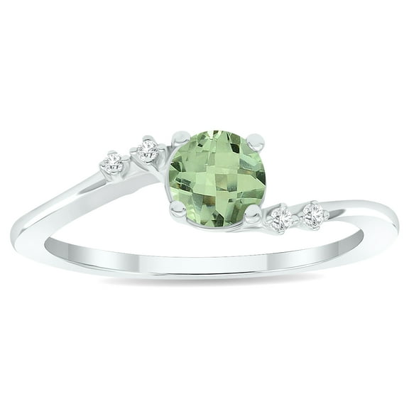 SZUL Women's Green Amethyst and Diamond Tierra Ring in 10K White Gold