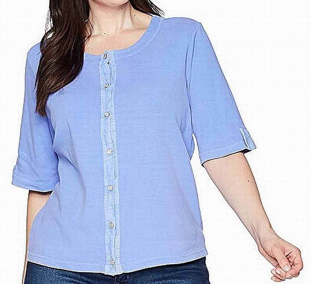 Fresh Produce Clothes Womens Top Plus Button Down Shirt 3/4 Sleeve 1X