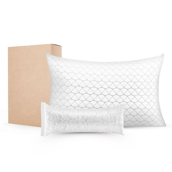 Bed Pillow for Sleeping, Queen Size Luxury Quality Hotel Pillow with Memory Foam Fill, Supportive & Adjustable, Includes Natural Firber Pillowcase, Bedding for Back, Stomach and Side Sleepers