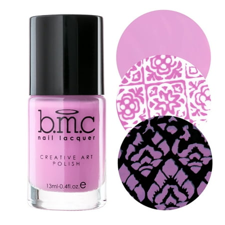 BMC 3pc Perennials Cream Nail Stamping Polish Set - Spring Inspired Highly Pigmented Fingernail Art Lacquer for DIY Manicures & Pedicures - Assorted Packs : Dusty Pink, Salmon Pink, Dark Purple